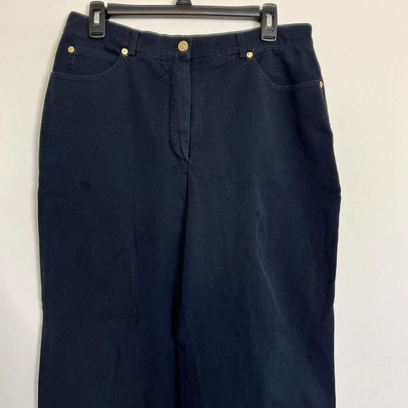 St John Sport Women Size 12 30x26 Pants Jeans Black Gold Hardware High Rise READ - Picture 2 of 12